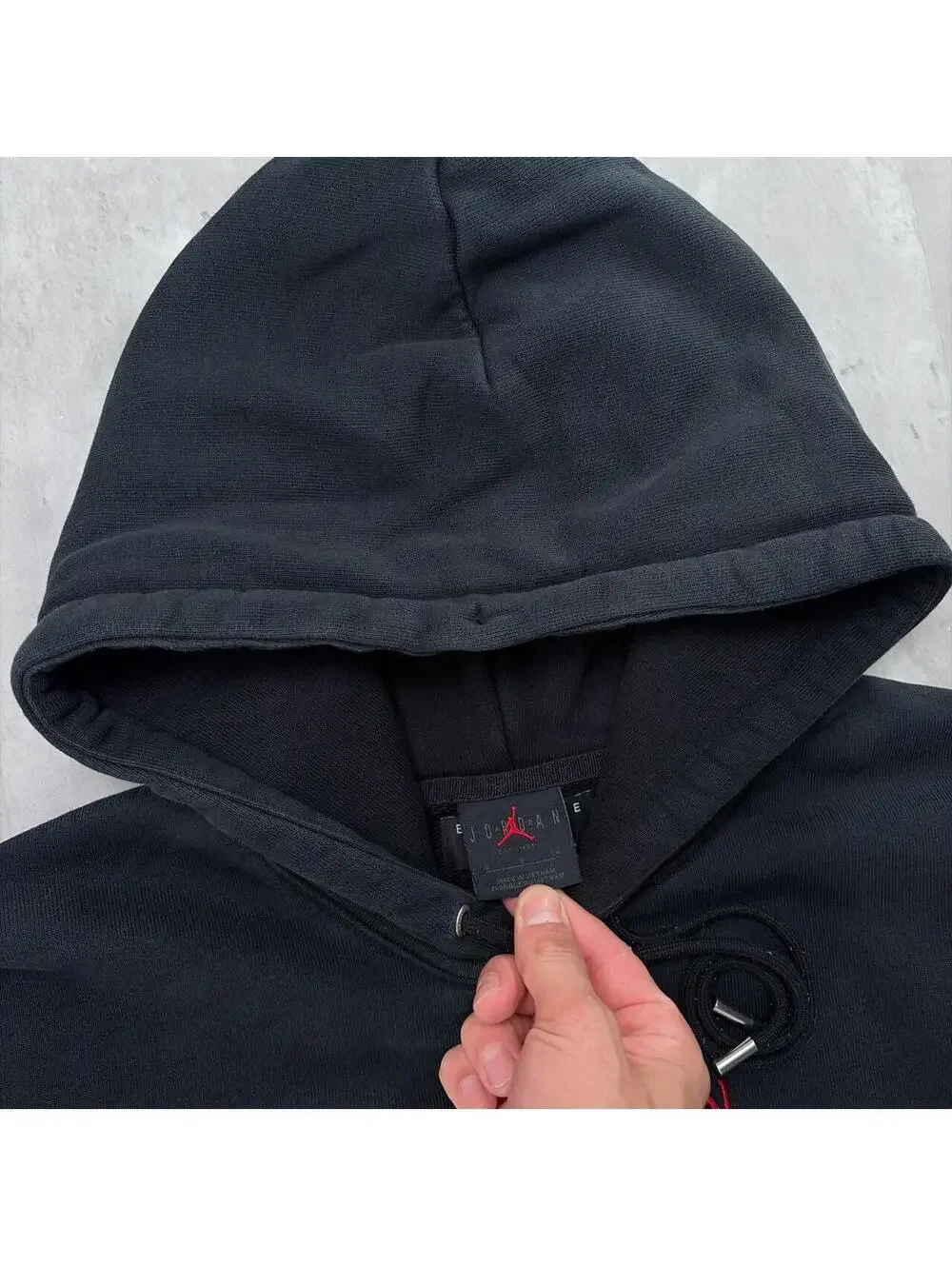 Y2K Black Air Jordan Grunge Distressed Heavyweight Skater Hoodie